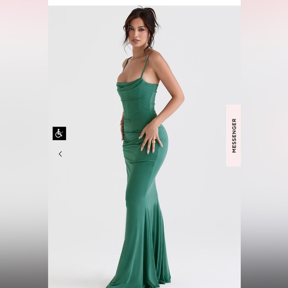HOUSE OF CB- MILENA FOREST GREEN CORSET MAXI DRESS - Picture 5 of 10